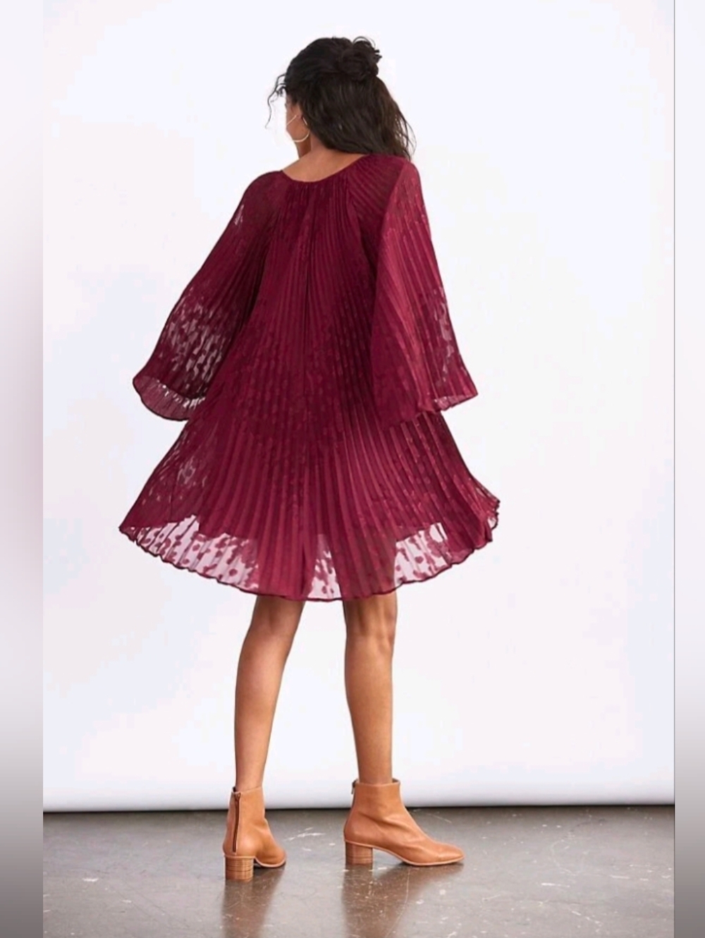 NWT Anthropologie Toulon Pleated Mini Dress in Plum - Size Small